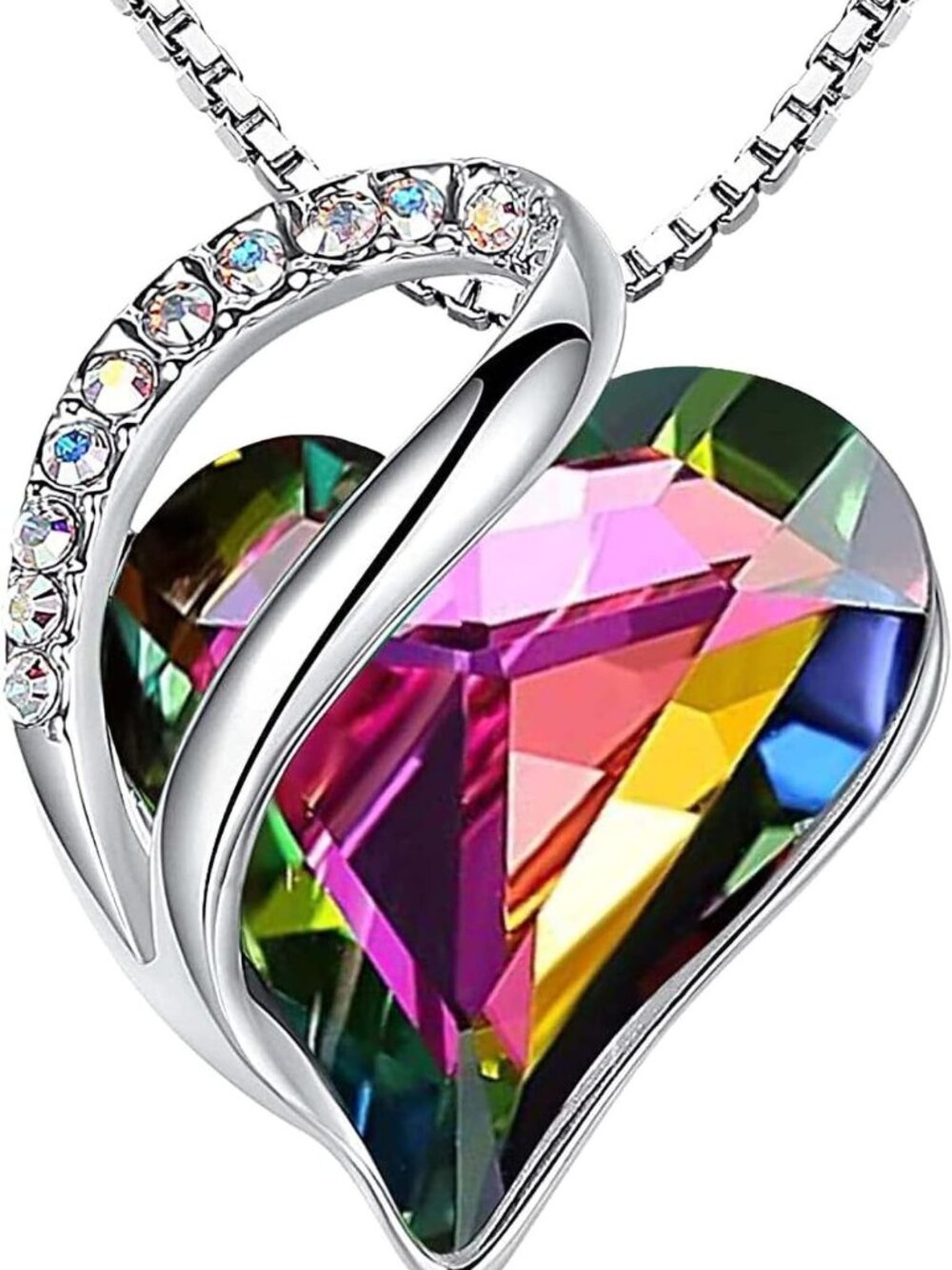 Infinity Love Birthstone Heart Crystal Pendant Necklace - Adjustable 18" Jewelry